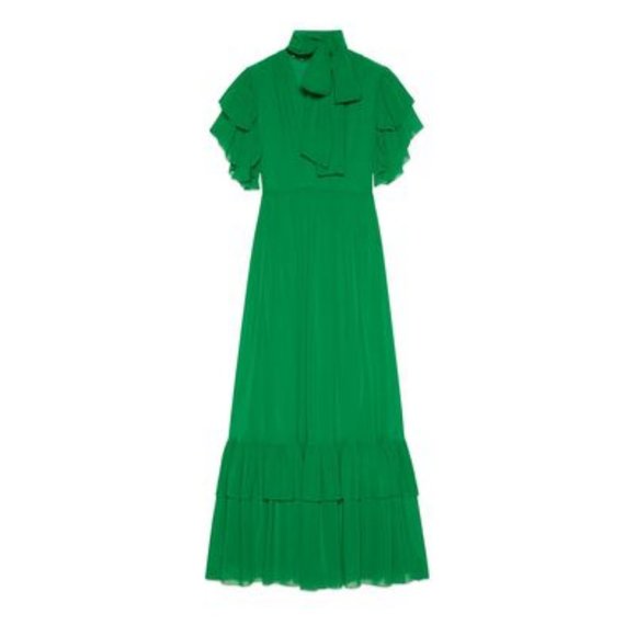Gucci Women's Green Chiffon Organdy Maxi Dress - Picture 7 of 8